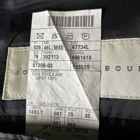 Joseph Abboud Men 46L Double Breasted Blazer Sport Coat BLazer Super 100s - Picture 10 of 12